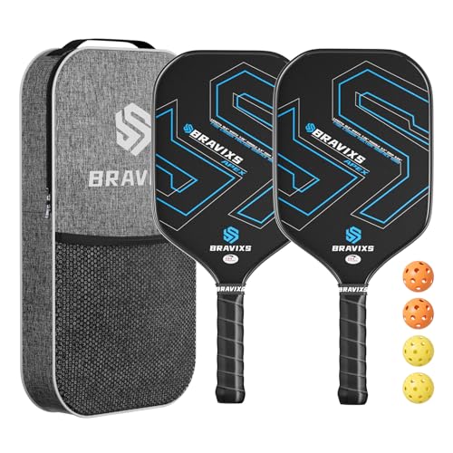 Pickleball Paddles Set of 2 USAPA Approved T700 Raw Carbon Fiber Pickleball Paddle, Friction Surface Pickleball Rackets with 4 Balls 1 Pickleball Bag, Pickle Ball Paddle Set for Men and Women - color: Blue