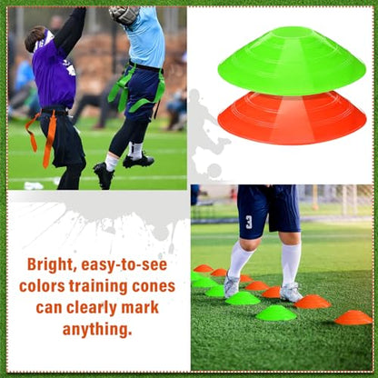Wettarn 10/16 Player Flag Football Belts Adjustable Flag Football Set with Cones Bag for Youth Adults Kids Training Sport - color: Green, Orange