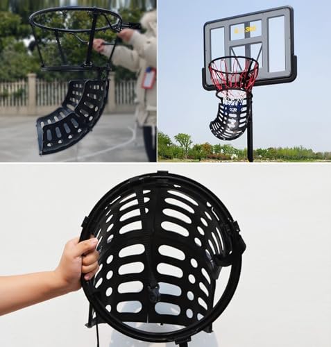Basketball Shot Returner Portable Lightweight Basketball Return System, 360° Rotatable Basketball Return Attachment for Hoop, Kids Basketball Shot Returner Outdoor