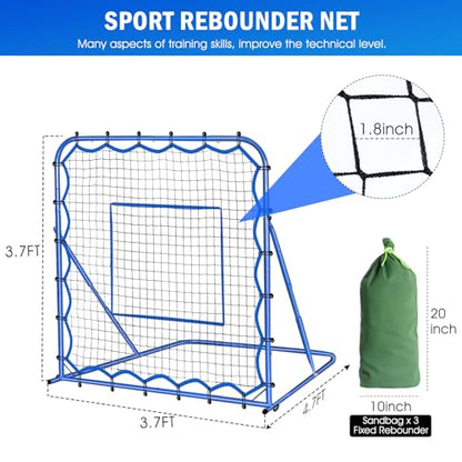 Soccer Baseball Rebounder Net, Soccer Goal Net, Volleyball Softball Rebound Pitchback Net Quick-Switch Angle Training for Control, Passing Practice, Bounce Back Rebounder Goals Gifts Trainer Equipment