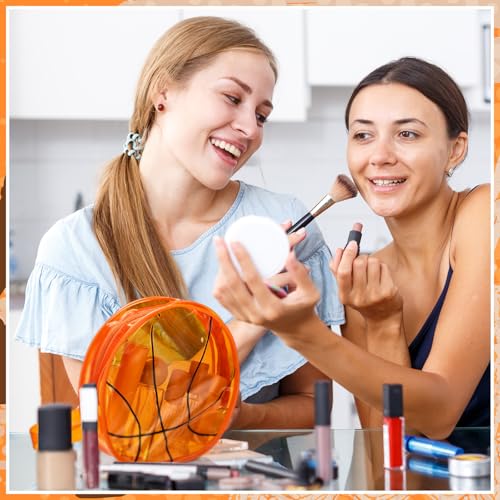 Reginary 12 Pcs Basketball Clear Makeup Bag Cosmetic Snack Bag with Zipper Handle Strap Waterproof Travel Vacation Toiletries Accessories for Friends Women Basketball 2026 Senior Night Team Gift - style: Basketball