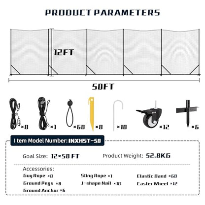 MR Ball Stop Net System, Movable Heavy Duty Backstop Net, 2 in 1 Multi-Sport Stop Netting, Ball Barrier Sports Practice Barrier Net for Professional, College and Grade School Training - size: 50 Ft