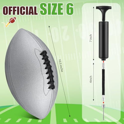 Syhood 12 Pack Composite Leather Footballs Official Size Footballs Bulk Leather Inflatable Football with Pump Regulation Highschool College Football for Training and Recreational Play - color: Silver, size: Size 6