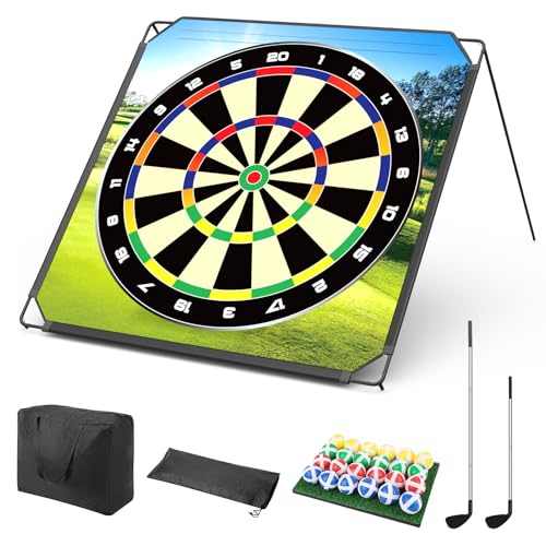 BaiYuan Portable Golf Chipping Game Set for Dads & Junior Golfers, Indoor, Outdoor Backyard & Lawn Fun with 24 Sticky Balls, Putting Mat, 2 Putter & Carry Bag - Family Golf Gifts - size: 65"x65"