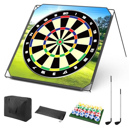 BaiYuan Portable Golf Chipping Game Set for Dads & Junior Golfers, Indoor, Outdoor Backyard & Lawn Fun with 24 Sticky Balls, Putting Mat, 2 Putter & Carry Bag - Family Golf Gifts - size: 65"x65"