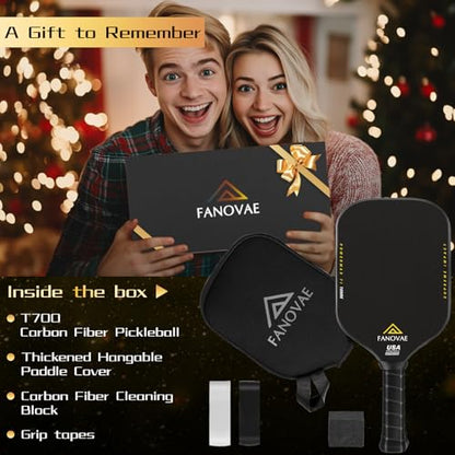 Pickleball Paddle, T700 Raw Carbon Fiber Surface, Raw Carbon Fiber Pickleball Paddle, CFS, Designed for Ultimate Spin & Consistency, Includes Paddle Cover&Eraser, Ideal for Gift, POWERMAX 7I
