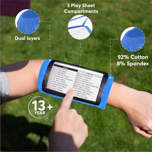 Football Play Wristbands | Sports Playbook Band | Youth Quarterback Gear | Wristband Playbook | Softball Wristbands for Signs - color: Navy Blue