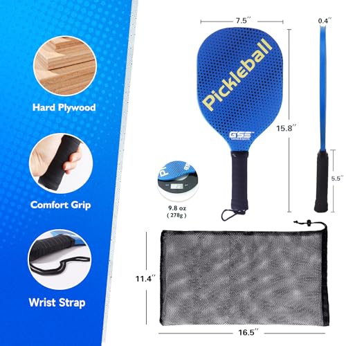 GSE Games & Sports Expert Pickleball Paddles Set with Lightweight Pickleball Rackets & Indoor/Outdoor Pickle-Balls & Mesh Carrying Bag for Family and Friends (2 Paddles/4 Balls or 4 Paddles/6 Balls) - style: 2 Paddles / 4 Balls