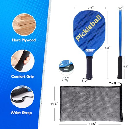GSE Games & Sports Expert Pickleball Paddles Set with Lightweight Pickleball Rackets & Indoor/Outdoor Pickle-Balls & Mesh Carrying Bag for Family and Friends (2 Paddles/4 Balls or 4 Paddles/6 Balls) - style: 2 Paddles / 4 Balls
