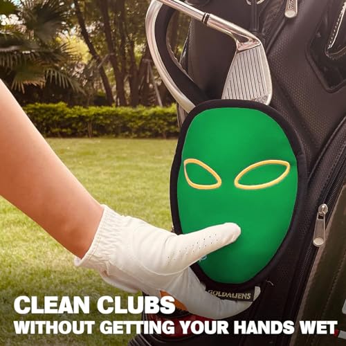 Golf Club Cleaner & Ball Cleaning Bag,Original Three-Layer Fabric Waterproof Technology,Golfer's Ultimate Green Clean Scrub Equipment Accessories,Removable Clips to Support Machine Washing - color: Green
