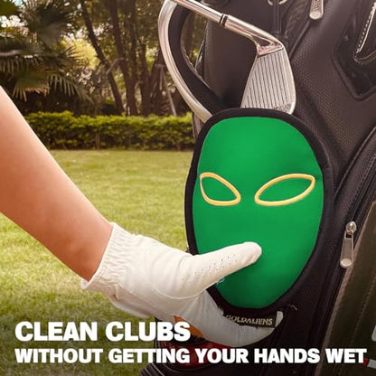 Golf Club Cleaner & Ball Cleaning Bag,Original Three-Layer Fabric Waterproof Technology,Golfer's Ultimate Green Clean Scrub Equipment Accessories,Removable Clips to Support Machine Washing - color: Green