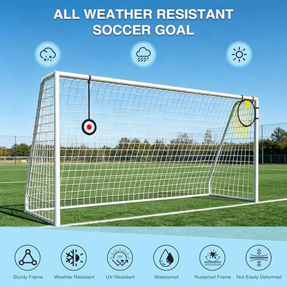 12×6FT Soccer Goal for Backyard,Sturdy Metal Frame Soccer Goal with Shooting Target Net, 12 Training Cones,Outdoor Full Size Soccer Goals Training Equipment for Kids Teens Adults - size: 12x6