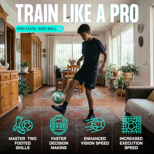 SenseBall Soccer Trainer Ball with Free App | Training Equipment for Young Players | Soccer Gifts | Improve Ball Control, Footwork & Coordination with Professional Coach Program & 50+ Exercise Videos - size: Pro-Level Size 2