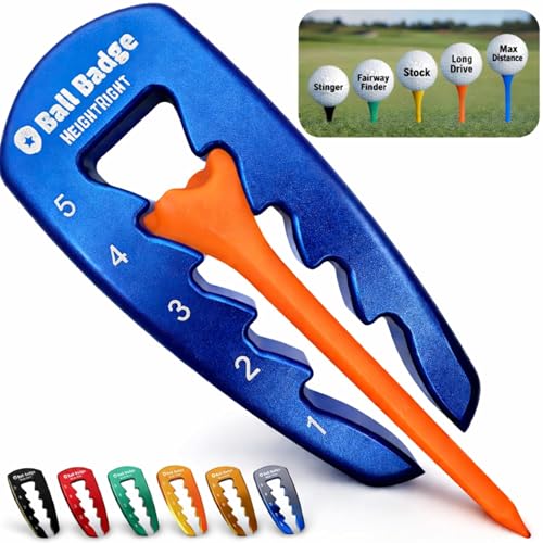 Adjustable Golf Tee Height Tool (5-Level Precision) – Universal Fit for Wooden & Plastic Tees, Consistent Tee Height Setter for Drivers, Fairway Woods & Irons, Durable Aluminum Golf Swing Training Aid - color: Blue