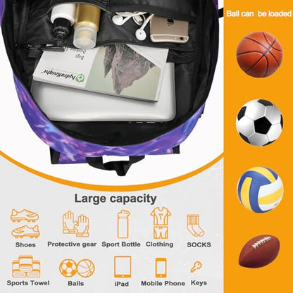 Goloni Soccer Backpack,Basketball Backpack with Ball Compartment & Shoe Compartment,Backpack for Basketball,Soccer - color: Purple Camouflage