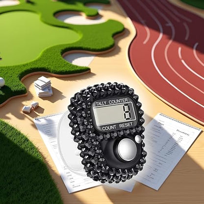 Electronic Finger Tally Counter Clicker Counter,Convenient Portable Digital Display Tally Counter,Resettable Mini Lap Counter for Golf Goods Counting Accessories,Track and Field Lap Counters - color: Black