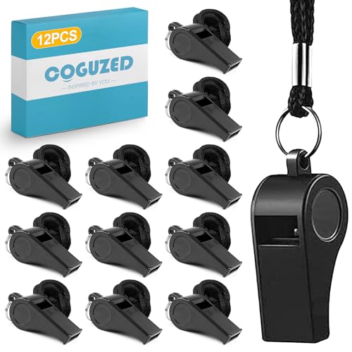 CoguZed Coach 12Pcs Whistle with Lanyard for Referees, Sports, Coaches, Kids – High-Pitched Whistle, Durable and Loud
