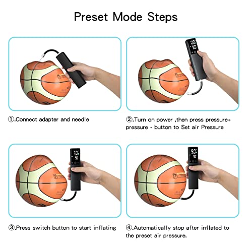 Electric Ball Pump - Portable Air Pump with LED Light, Precise Pressure Gauge and Digital LCD Display for Basketball, Soccer Ball, Volleyball, Football, Fast Inflation of Sports Ball