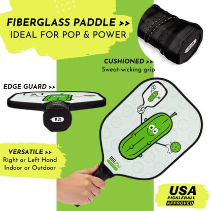 Big Dill Pickleball Paddle Set 2-Pack Pickleball Paddles with Outdoor Pickleball Balls, Paddle Covers & Carry Bag | Pickleball Paddles Set of 2 USAPA Approved - style: Fiberglass