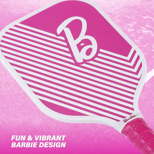 Barbie - Wooden Pickleball Bundle, Includes 2 Wooden Paddles and 4 Pickleballs, Durable Beginner Paddle Set for Indoor and Outdoor Play, Fun Pink Design for Kids and Adults