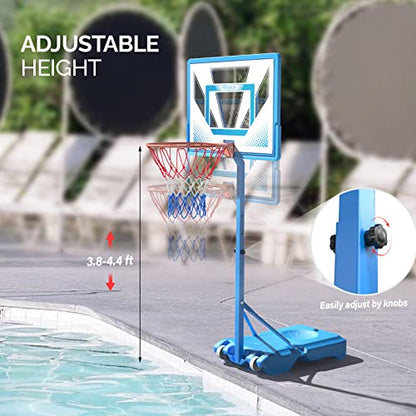 PEXMOR Pool Basketball Hoop & vplleyball Poolside, Portable for Swimming Pool, Upgraded Water Basketball Backboard Stand for Pool Indoor Outdoor - style: Blue