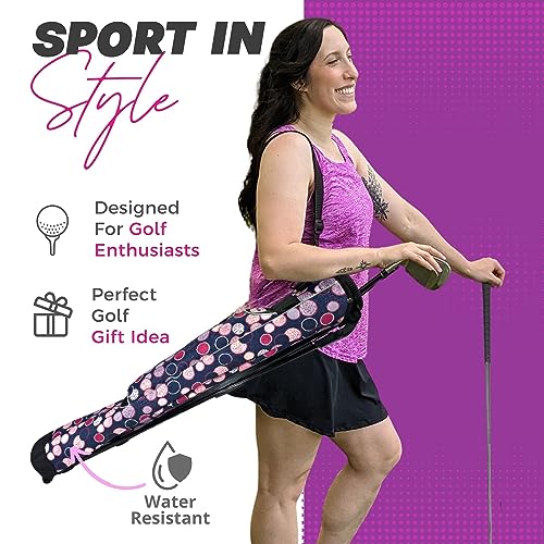 Taboo Fashion Sunday Golf Bags for Women - Lightweight Golf Range Bag with Self Flexing Stand and Shoulder Strap for Driving Range, Par 3 or Executive Course - color: Poppin' Bottles