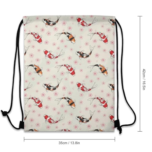 Water Resistant Drawstring Backpack Gym String Bag with Compartment for Yoga Swimming Beach Sports Unisex, Fish Carps Animals Wildlife Bags - color: Picture (347)
