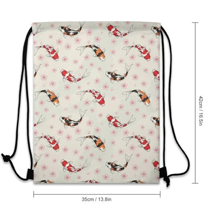 Water Resistant Drawstring Backpack Gym String Bag with Compartment for Yoga Swimming Beach Sports Unisex, Fish Carps Animals Wildlife Bags - color: Picture (347)