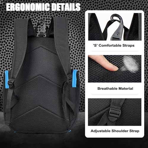 LARIPOP Basketball Backpack with Ball & Ventilated Shoe Compartment Insulated Pockets for Men Youth Training - color: TR Blue
