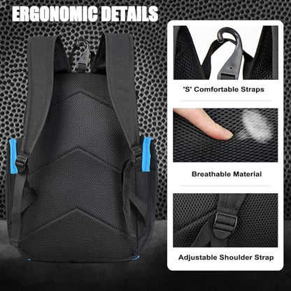 LARIPOP Basketball Backpack with Ball & Ventilated Shoe Compartment Insulated Pockets for Men Youth Training - color: TR Blue