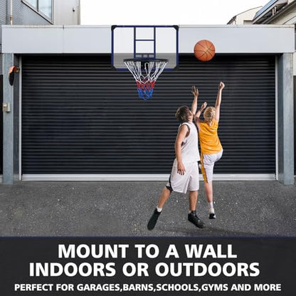 Wall-Mounted Basketball Hoop, All-Weather Folding Hoop for Indoor & Outdoor Use - style: 35" Backboard