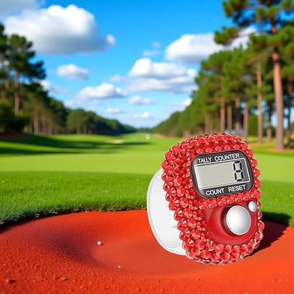 Electronic Finger Tally Counter Clicker Counter,Portable Digital Display Tally Counter,Convenient Resettable Mini Lap Counter for Golf Goods Counting Accessories,Track and Field Lap Counters - color: Red