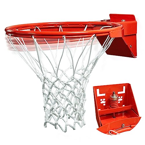 Katop Professional Basketball Rim, Heavy Duty 18 Inch Basketball Rim Replacement with Nylon Net Indoor and Outdoor, Standard Goal Reinforced Mounting Bracket Fit 5"x5",5"x4",5"x3",4"x3" Backboards - color: 1-springs basketball rim