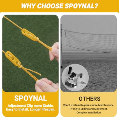 SPOYNAL Portable Volleyball Net for Backyard & Beach - 20FT/32FT Outdoor Volleyball Set with Adjustable Height (8ft/7.8ft/7.4ft), Boundary Line, Volleyball, Pump & Carry Bag - style: 32FT-Yellow