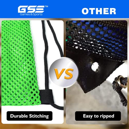 GSE Games & Sports Expert 19"x15" Green Mesh Backpack Bag. Mesh Drawstring Sports Equipment Sackpack for Gym Gear, Swimming, Toys, Baseballs/Softballs, Pickleballs - color: Green, style: 19"x15" Backpack(6-pack)