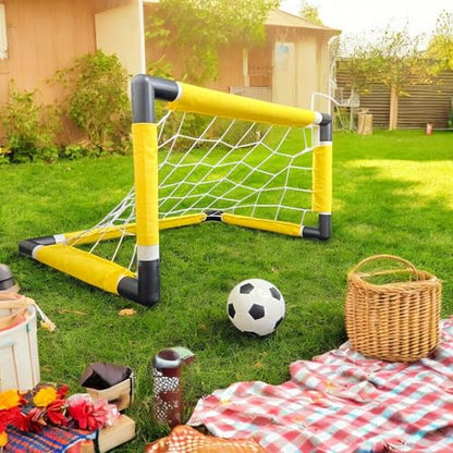 Mini Soccer Goal with Net Ball and Pump, Anchored Target for Shooting Drills, Easy Disassembly, Portable Sports Set for Yard Practice