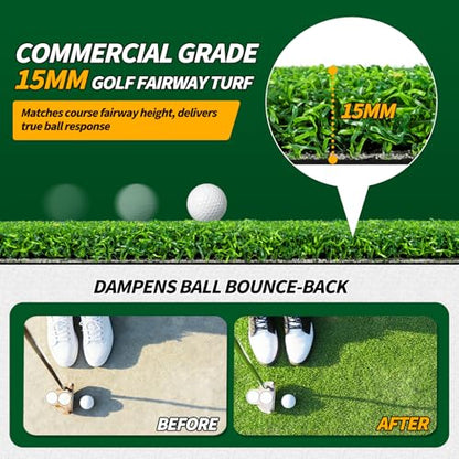 Golf Simulator Turf Mat, 15 mm 8/10/12ft Golf Mat for Indoor Home Setups, Golf Putting Mats Practice Outdoor Training Golf Hitting Mat for Putting Practice Football Sports Gym Backyard