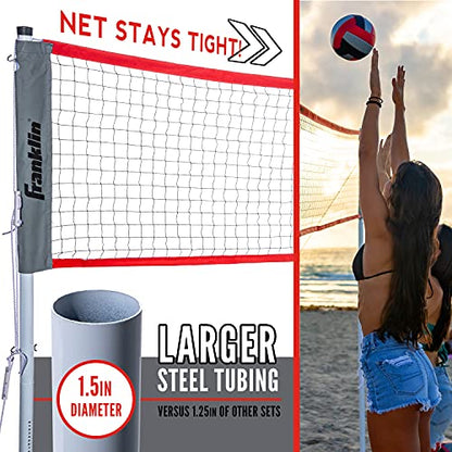 Franklin Sports Volleyball + Badminton Combo Sets - Backyard + Beach Outdoor Volleyball + Badminton Net Set - Portable Badminton + Volleyball Net with Poles - Volleyball, Rackets + Birdies Included - style: Elite