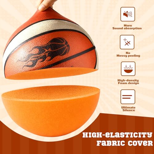 Silent Basketball with Cover Size 7 High Bounce Indoor Airless Foam Ball for Quiet Traning Basketball Soundless for Dribbling,Youth Gift for Teen Boys