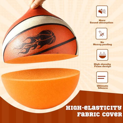 Silent Basketball with Cover Size 7 High Bounce Indoor Airless Foam Ball for Quiet Traning Basketball Soundless for Dribbling,Youth Gift for Teen Boys