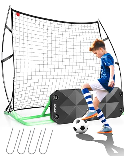 SPOYNAL 2-in-1 Soccer Rebounder with Adjustable Dual-Sided Rebound Board, Soccer Rebounder Net for Passing, Volleys & Ground Drills, Soccer Training Rebound Net for Solo & Team Practice