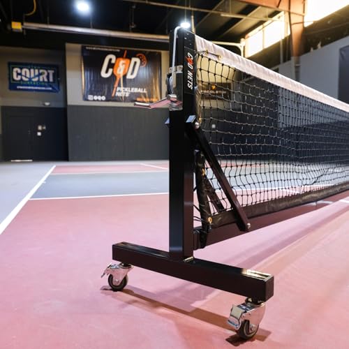 C&D Qualifier Pickleball Net System – Portable, Stainless Steel Hardware, Tensioning System, Non-Marking Wheels – Durable, Weather-Resistant Net for Indoor & Outdoor Courts