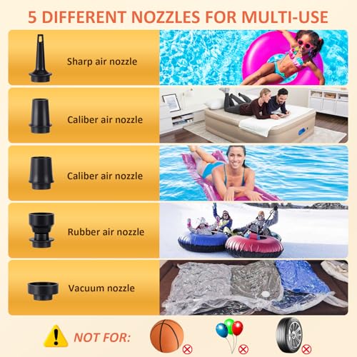 AGPTEK Portable Mini Air Pump for Inflatables, 180L/min Electric Inflator Deflator, USB-C Rechargeable Pump with 3-Mode LED Light for Air Mattress Pool Floats Sleeping Pad Vacuum Bags 0.58PSI