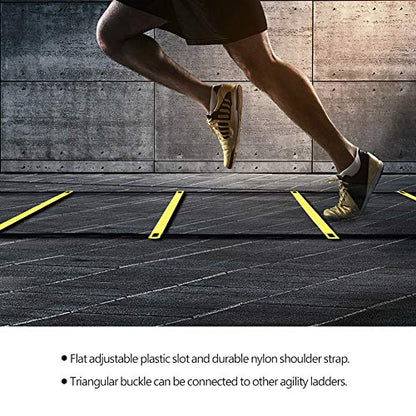 Agility Ladder Speed Training Ladder Footwork, with Adjustable Flat Rungs Nylon Strap and Ground Nails for Soccer Football Fitness Speed Training - color: 8 meters 16 knots