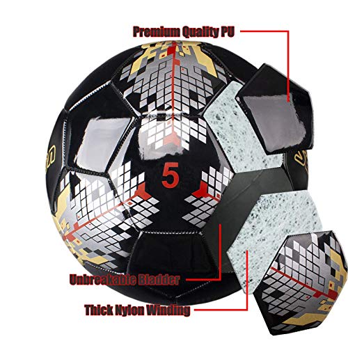 Senston Soccer Ball Size 3 & Size 4 & Size 5 for Kids and Adult Official Match Training Soccer Ball with Pump - color: black, size: size 4