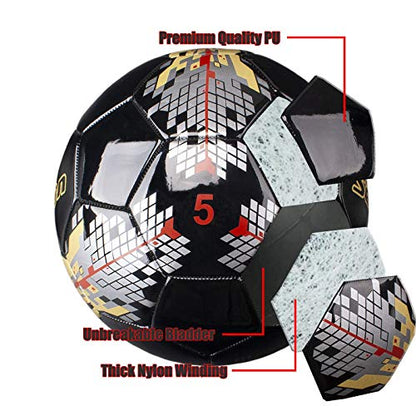 Senston Soccer Ball Size 3 & Size 4 & Size 5 for Kids and Adult Official Match Training Soccer Ball with Pump - color: black, size: size 4
