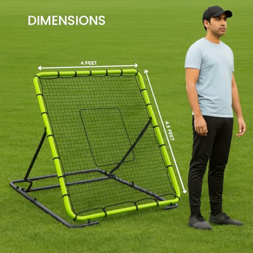 Baseball Rebounder Net 4x4.5 Ft Pitchback Trainer Bounce Back Fielding Net for Baseball and Softball Rebound Solo Practice with 3 Ball Return Angles