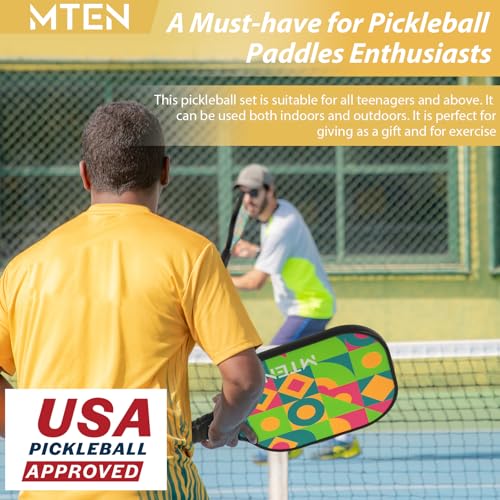 Pickleball Paddles Set of 2 or 4, or Single Paddle – USAPA Approved Fiberglass Surface Pickleball Rackets Set for Men & Women - color: Green Black*2