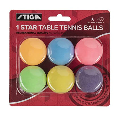 STIGA 1-Star Balls - color: Multi Color, size: 6 Pack