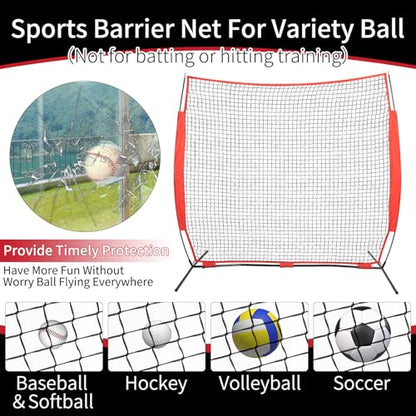 7x7/16x10/20x10ft Backstop Net, Ball Stop Net with Handbag,Fix Sports Net Barrier by 4 Spike&2 Sandbag,Sports Practice Barrier Net for Baseball,Softball,Lacrosse Train,Backstop Net for Backyard - style: 7X7ft red